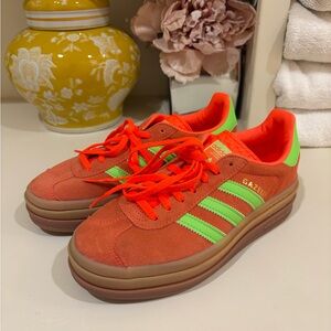 adidas Gazelle Bold Platform Sneakers – Orange / Green – Women’s 5.5